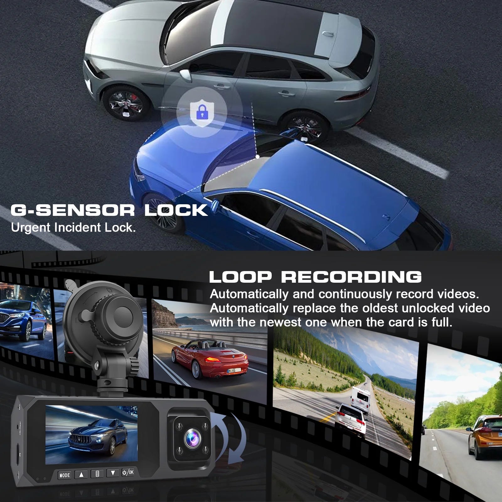 Revolutionary 3 Channel 4K Dash Cam with Night Vision, Wi-Fi & GPS – Ultimate Car Security with 3.16" Touchscreen and 64GB SD Card Included