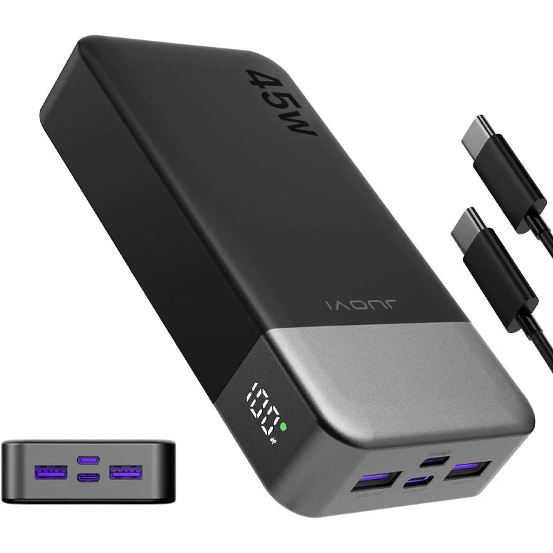 JUOVI 20000mAh Portable Charger - 35W Fast Charging Power Bank with USB-C Cable for iPhone 17/16/15