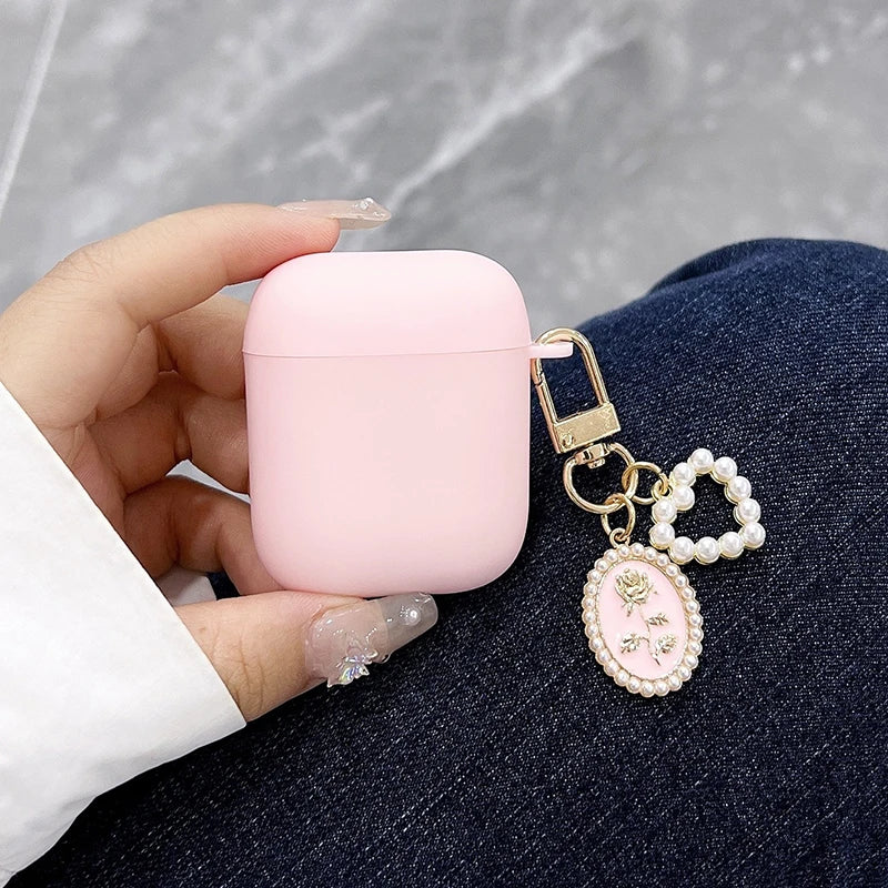 Chic Pink Pearl Heart Pendant AirPods Pro/1/2/3/4 Protective Case