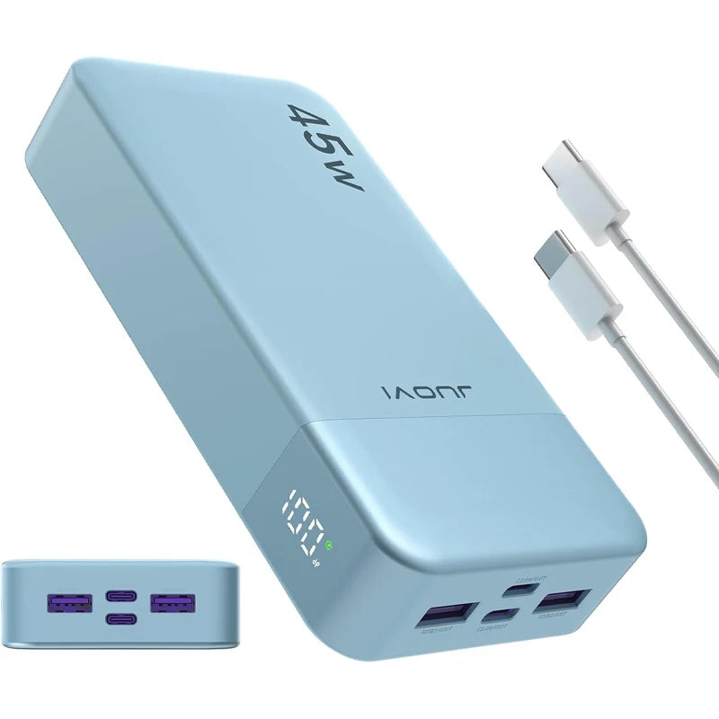 JUOVI 20000mAh Portable Charger - 35W Fast Charging Power Bank with USB-C Cable for iPhone 17/16/15