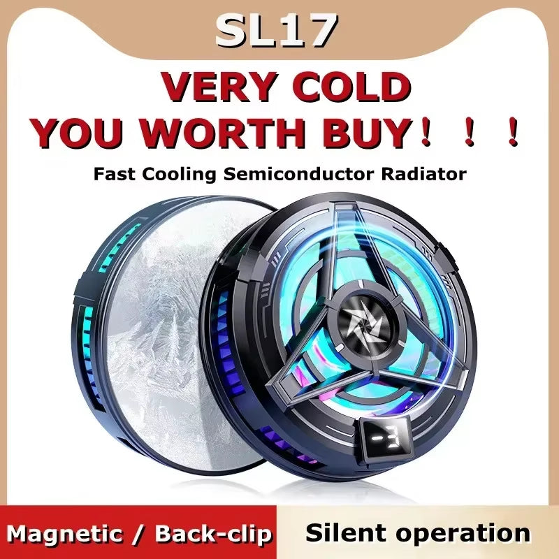 SL17 Magnetic Phone Cooler - 2-in-1 Gaming Fan & Fast Semiconductor Cooling for iOS/Android Devices