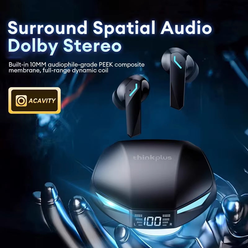 XT53 Bluetooth 5.4 Wireless Earbuds - Waterproof, HD Call, Low Latency Gaming Headset with LED Display
