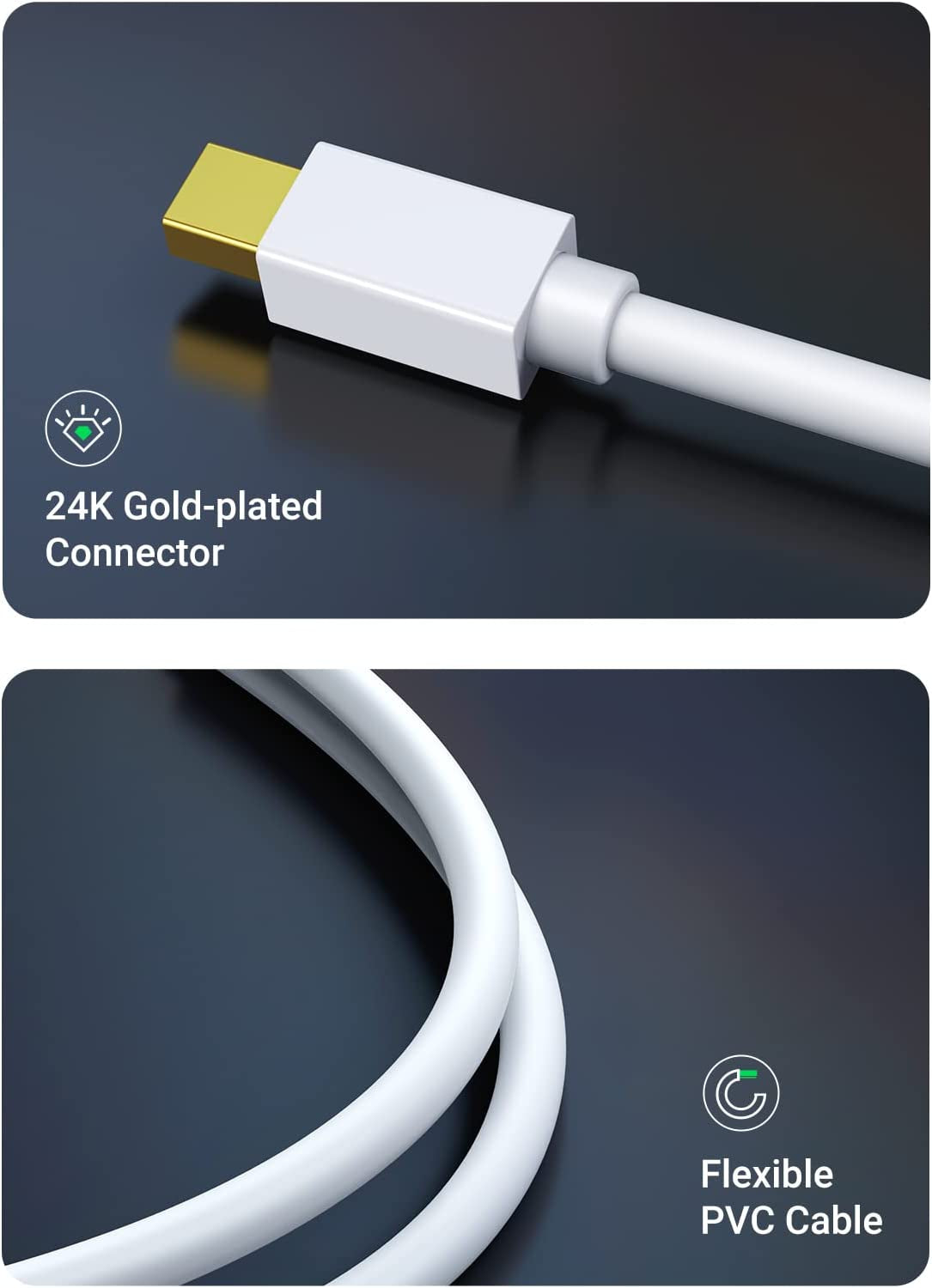 UGREEN 4K Mini DisplayPort to HDMI VGA Adapter - Dual Functionality for MacBook Pro, Air, iMac, and Microsoft Surface Devices
