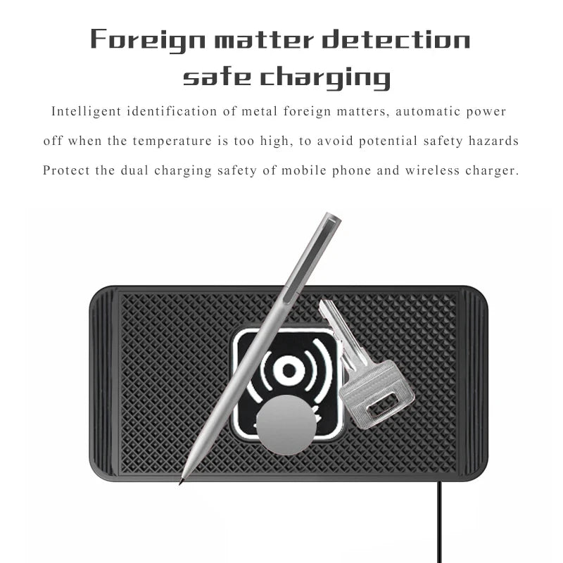 15W Fast Wireless Car Charger Pad - Non-Slip Qi Charging for iPhone 11/12/13/14 & Android Devices