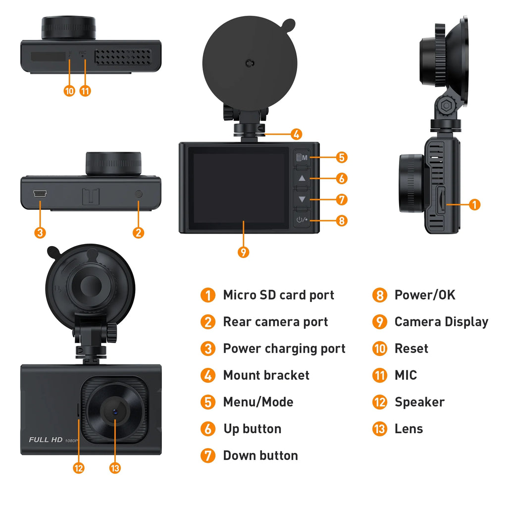 Capture Every Moment: NEXPOW Dual Dash Cam with 1080P Front & Rear Recording, Night Vision, G-Sensor, and Loop Recording