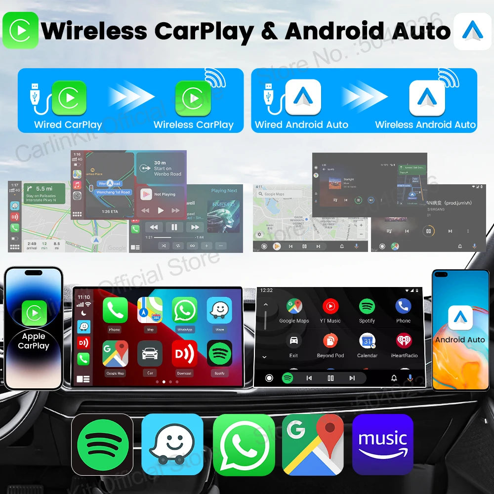 5.0 Mini Ultra 2-in-1 Wireless Adapter for Seamless Android Auto & CarPlay - Plug & Play for OEM Cars!