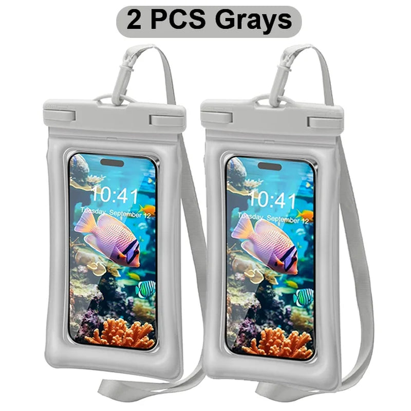 2-Pack Waterproof Phone Pouch & Case - IPX8 Floating Dry Bag for Beach Use - Fits Phones Up to 7.2 Inches