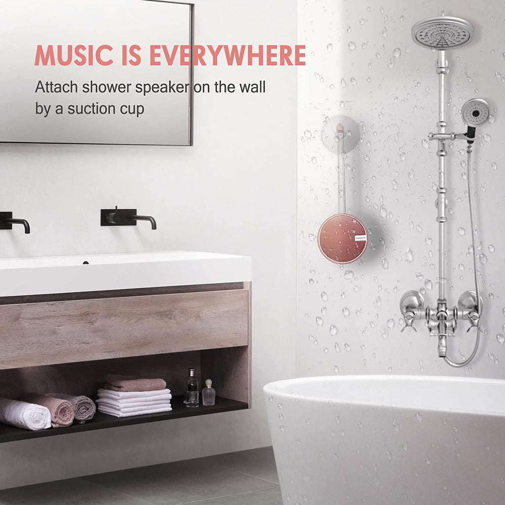 C12 Waterproof Bluetooth Shower Speaker - Portable, Suction Cup, Loud Clear Sound, Perfect for Outdoor Adventures and Home Use in Stylish Cashmere Pink