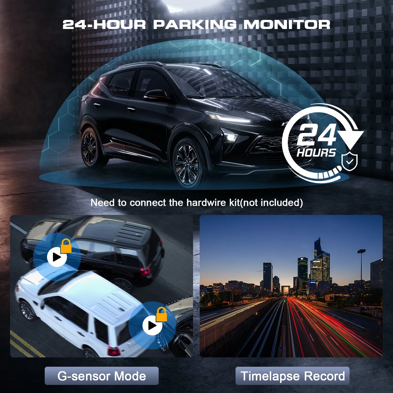 Revolutionary 3 Channel 4K Dash Cam with Night Vision, Wi-Fi & GPS – Ultimate Car Security with 3.16" Touchscreen and 64GB SD Card Included