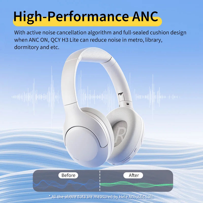 H3 Lite ANC Wireless Headphones - Premium 40mm Drivers, Bluetooth 5.3, Over-Ear Design, Active Noise Cancellation, Crystal Clear HD Calls