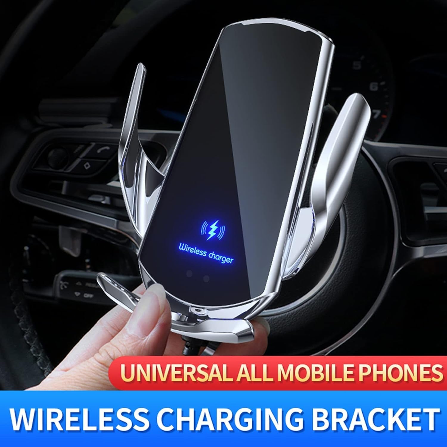 Revolutionary 15W Wireless Car Charger Mount - Auto-Clamping Air Vent Holder for All Smartphones