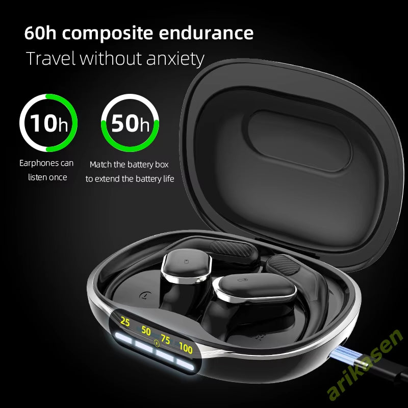 Experience Ultimate Freedom: Bluetooth 5.4 Open Ear Wireless Headphones with 60 Hours Playtime & Dual Mic for Clear Calls - Perfect for Sports!