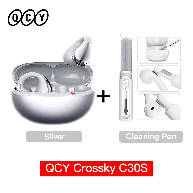 Crossky C30S Hi-Res Open Ear Wireless Earphones - Bluetooth 6.0 Clip-On Sports Headphones with 40 Hours Playtime