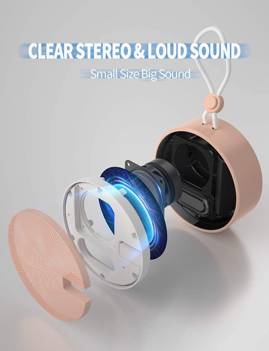 C12 Waterproof Bluetooth Shower Speaker - Portable, Suction Cup, Loud Clear Sound, Perfect for Outdoor Adventures and Home Use in Stylish Cashmere Pink