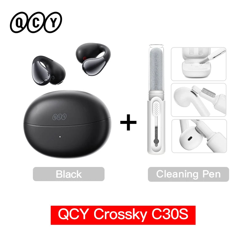 Crossky C30S Hi-Res Open Ear Wireless Earphones - Bluetooth 6.0 Clip-On Sports Headphones with 40 Hours Playtime
