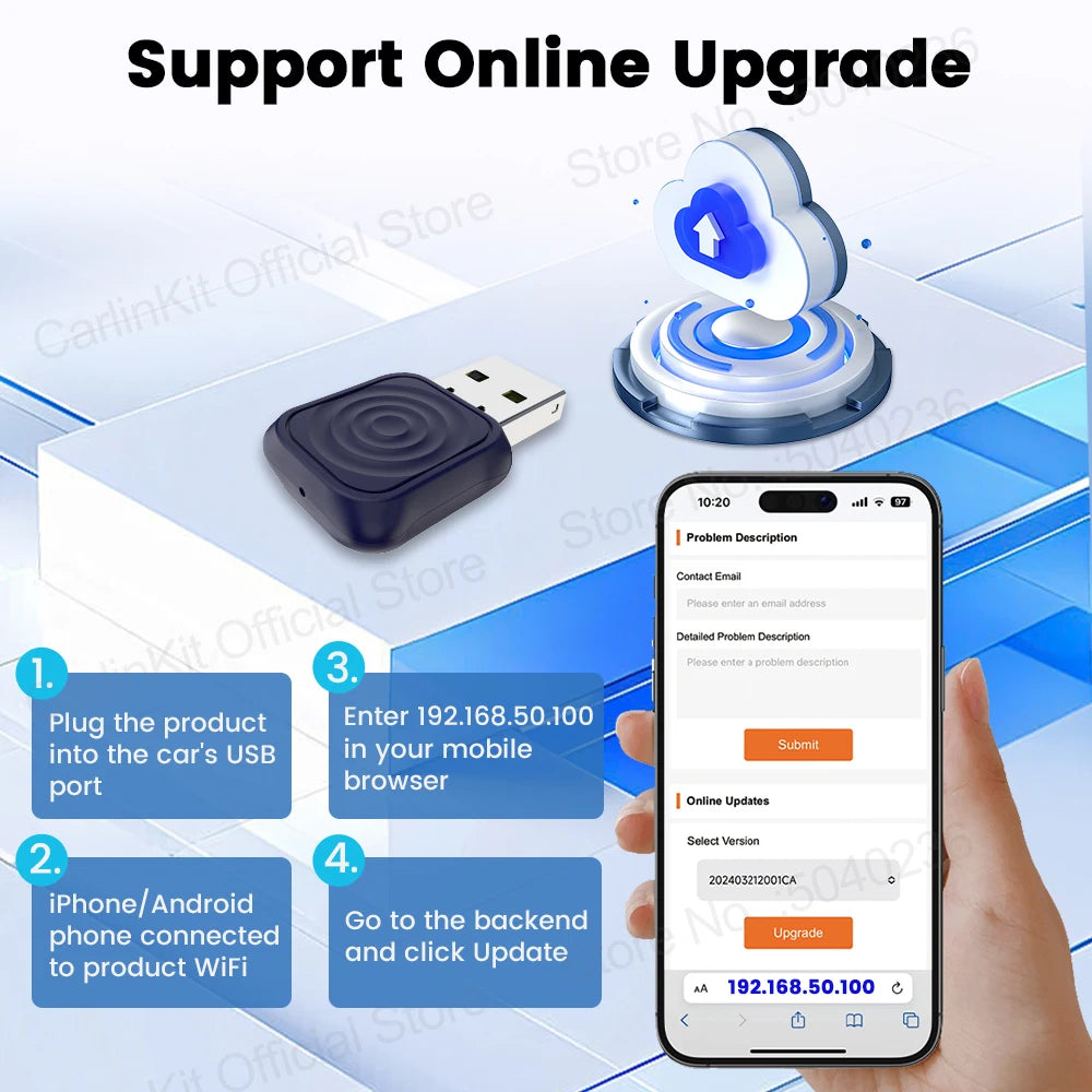 5.0 Mini Ultra Wireless Adapter - Effortless Wireless CarPlay & Android Auto for OEM Cars - Plug & Play with WiFi & Bluetooth Connection