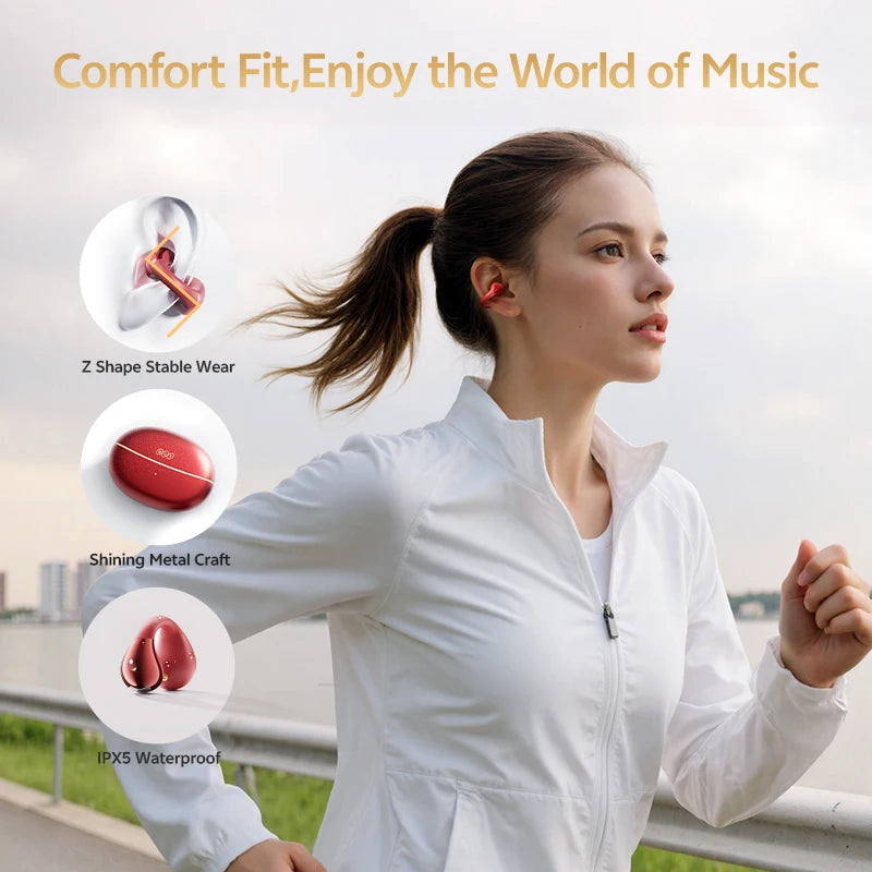 Crossky C30S Hi-Res Open Ear Wireless Earphones - Bluetooth 6.0 Clip-On Sports Headphones with 40 Hours Playtime