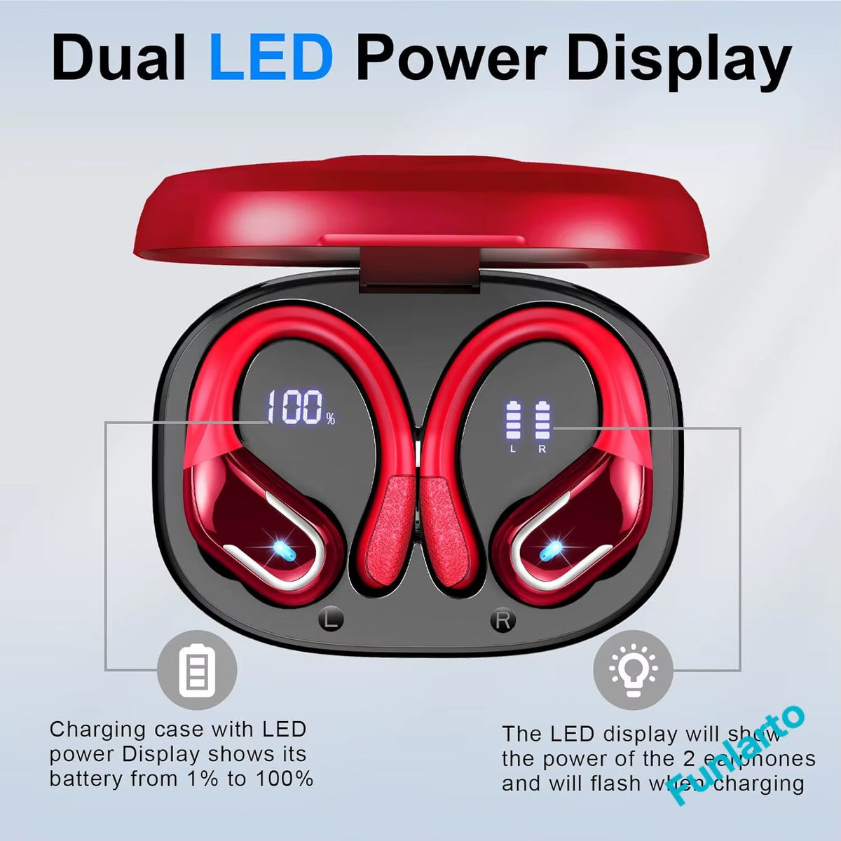 Ultimate Wireless Earbuds with Bluetooth 5.3 - Sport-Ready, ENC Noise Canceling Mic & Secure Earhooks