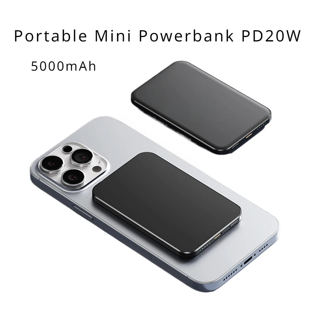 Compact Magnetic Wireless Power Bank 5000mAh - PD20W Charger for MagSafe iPhone, Samsung & Xiaomi