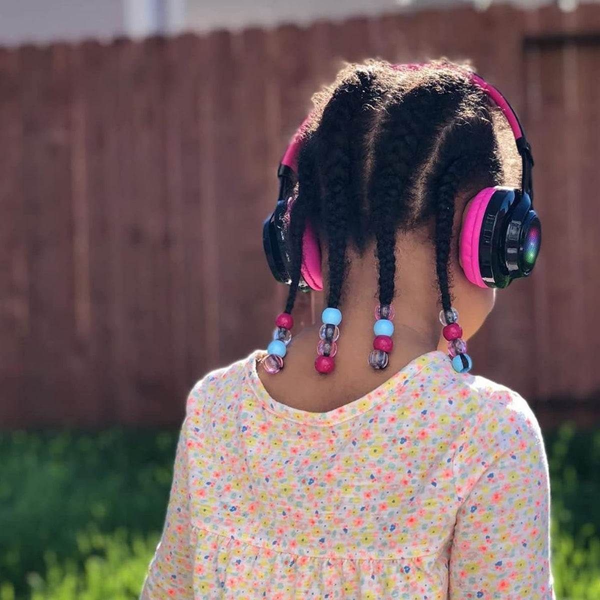 Bluetooth Headphones for Kids, AB005 Wireless Kids Headphones V5.3 with Microphone Foldable Headset with LED Light and TF Card FM Radio Compatible for Tablet PC TV (Black&Pink)