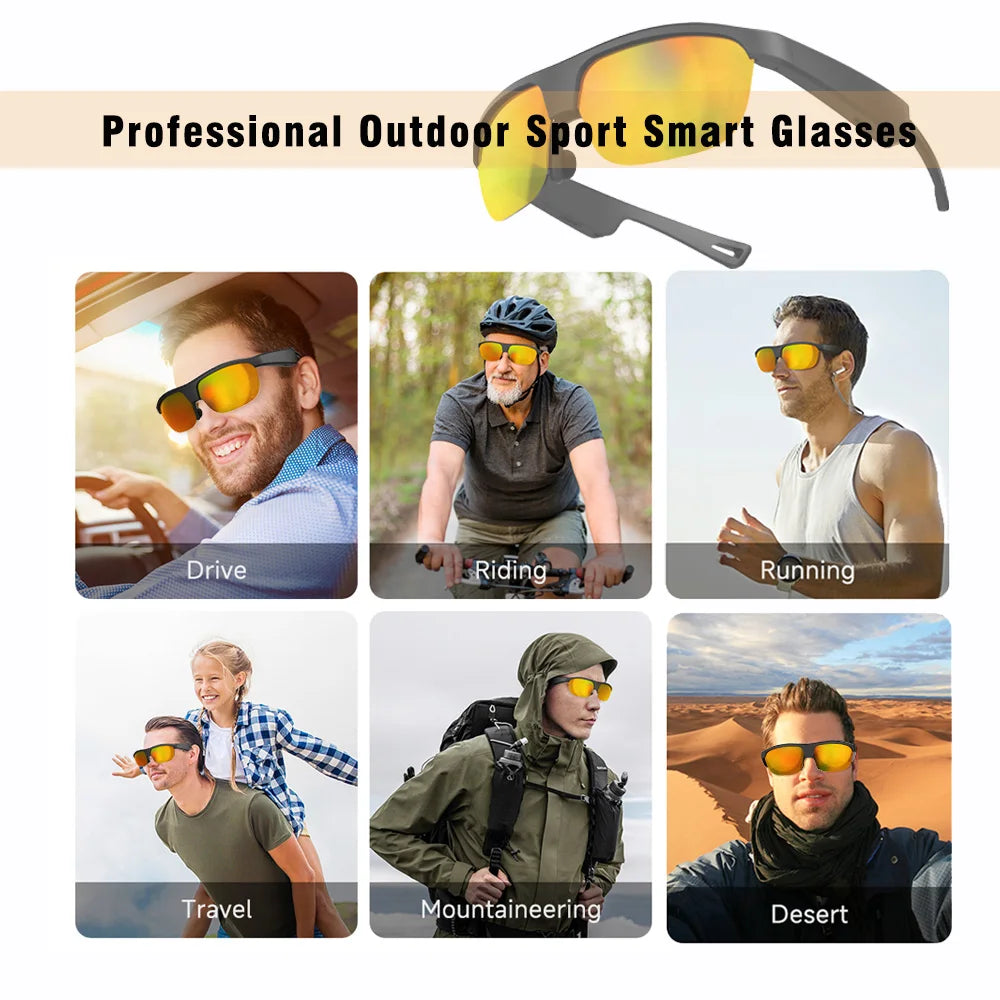Smart Sunglasses with Wireless Headphones - Bluetooth 5.0 Outdoor Sports Music Glasses for Men