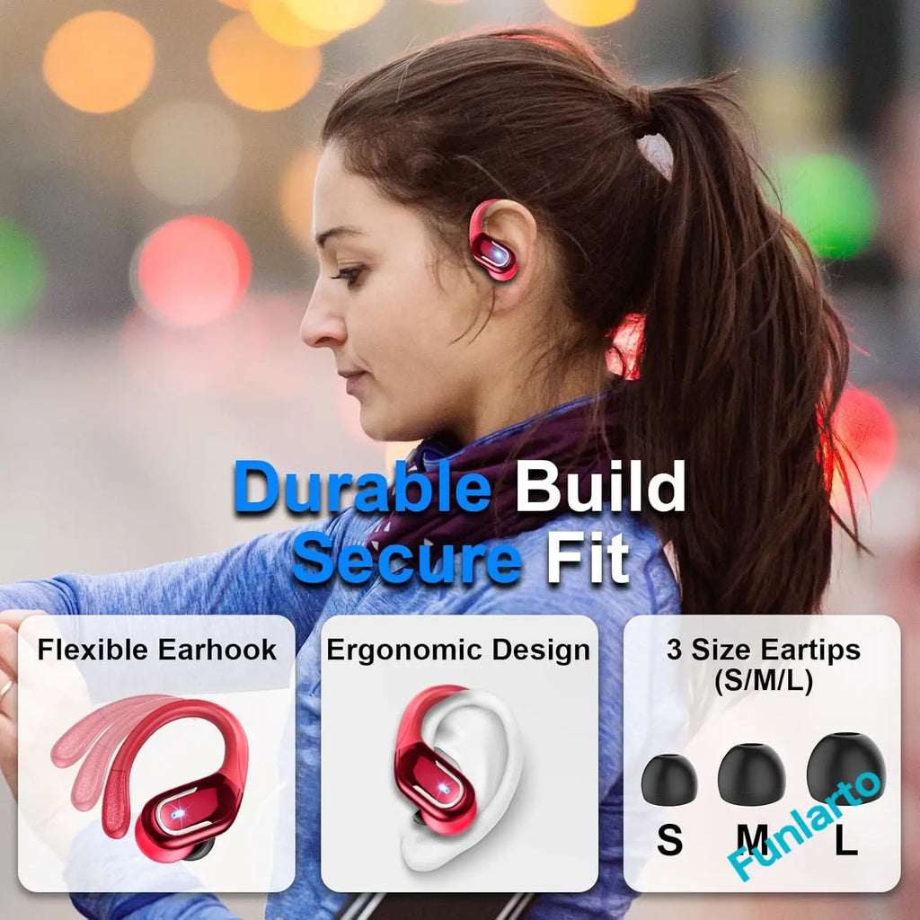 Ultimate Wireless Earbuds with Bluetooth 5.3 - Sport-Ready, ENC Noise Canceling Mic & Secure Earhooks