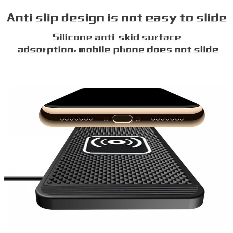 15W Fast Wireless Car Charger Pad - Non-Slip Qi Charging for iPhone 11/12/13/14 & Android Devices