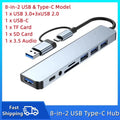 Ultimate 8-in-2 Type-C USB Hub with SD/TF Card Reader & Audio Jack for MacBook, PC, Laptop & Tablet