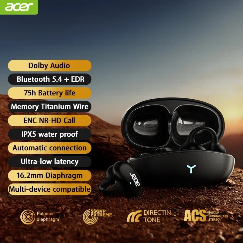 OHR206 Waterproof Bluetooth 5.4 Clip-On Earphones with Dolby Sound - Perfect for Sports!