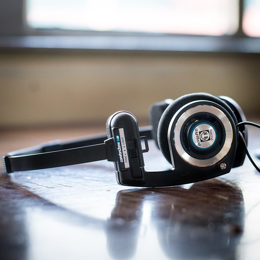 Experience Iconic Sound with the Porta Pro Black Retro 80s On-Ear Headphones - Wired 3.5mm Plug, Collapsible Design, and Soft Case Included!