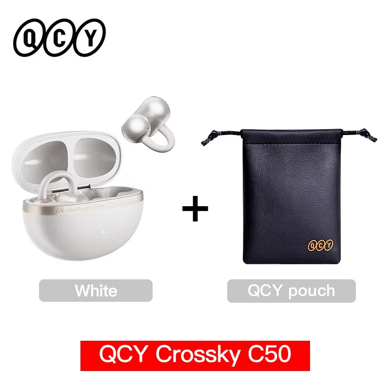 Crossky C50 Open Ear Wireless Earbuds - Bluetooth 6.0, Comfort Clip-on Sports Earphone with 4 Mic AI Clear Call & Bass Boost Sound