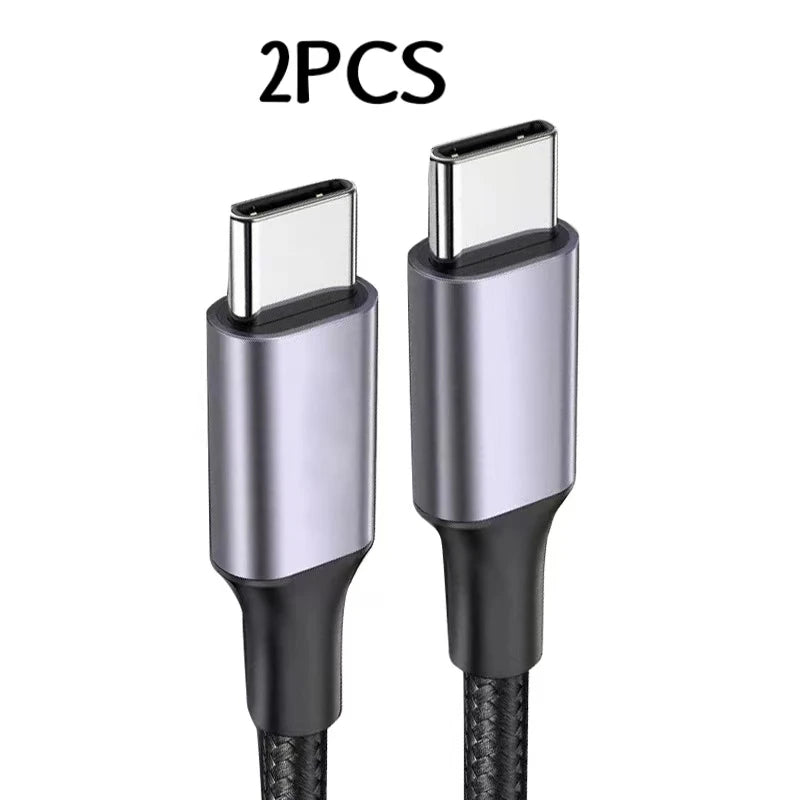 Premium 6.6Ft USB C to USB C Fast Charging Cable - Durable Nylon Braided Design with Metal Connectors - Perfect for Macbook Pro, iPad Air, Samsung Galaxy S24/S23, Google Pixel, and More!