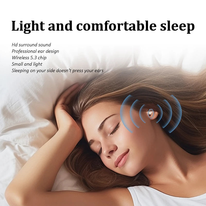 SK19 Bluetooth 5.3 Mini Invisible TWS Earbuds - HIFI Stereo Wireless Headphones with Noise Reduction & Microphone