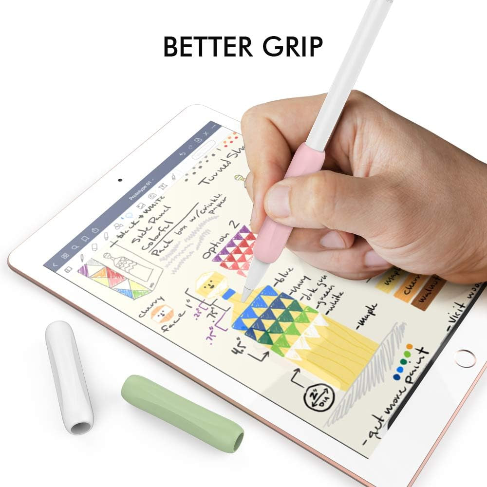 Silicone Grips Holders for Apple Pencil (Usb-C)/2Nd/1St Generation | 3 Pack, Ergonomic Protective Skin Sleeve Compatible with Ipad Pen (White,Green,Pink)