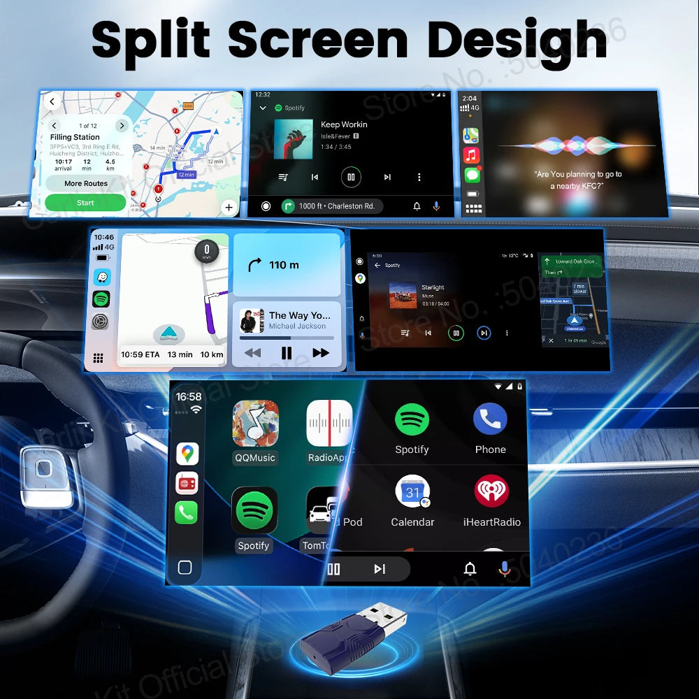 5.0 Mini Ultra 2-in-1 Wireless Adapter for Seamless Android Auto & CarPlay - Plug & Play for OEM Cars!