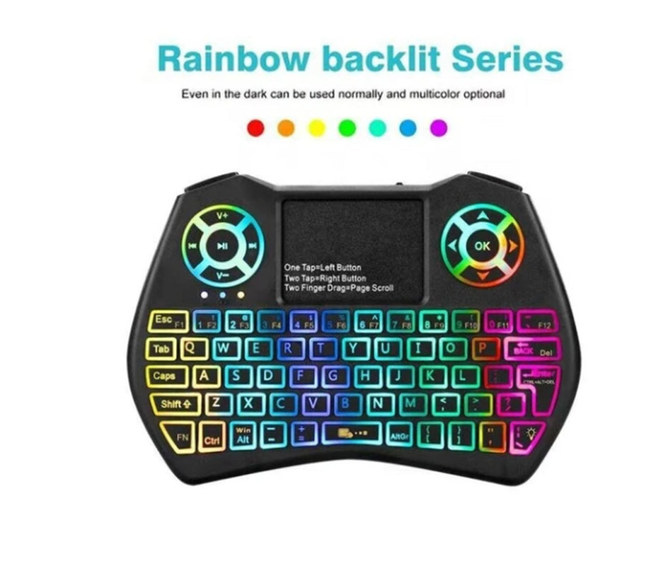 Compact 3-in-1 Mini Wireless Keyboard with Touchpad and RGB Backlight - Perfect for PCs and Smart TVs