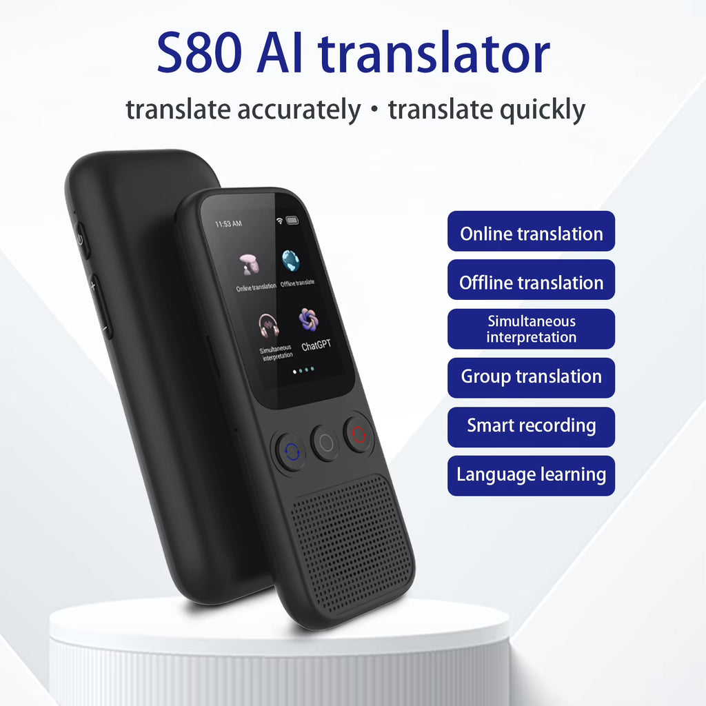S80 AI Language Translator Device - Effortless Communication in 138 Languages with Offline Support