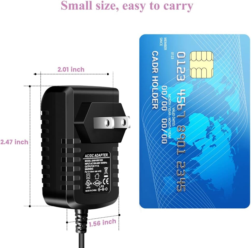 Guitar Pedal Power Supply Adapter 9V DC 1A Tip Negative 8 Way Daisy Chain Cables for Guitar Effect Pedal