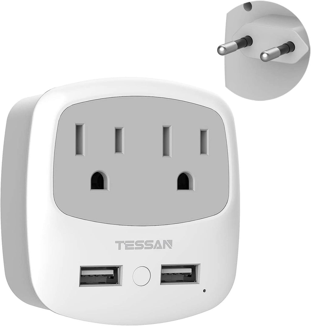 European Travel Plug Adapter Converter | International Power Plug Converter, 2 USB Ports, Type C Outlet, US to Most of Europe EU Iceland Spain Italy France Germany
