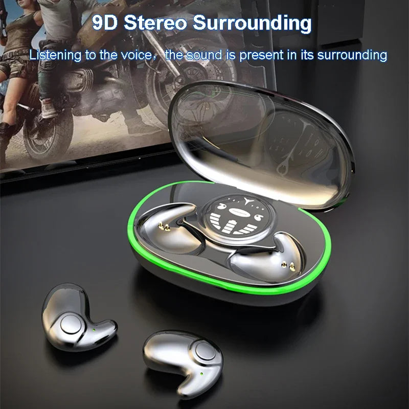 Invisible Wireless Sleep Earphones - Bluetooth 5.3, IPX5 Waterproof, Noise Reduction, Touch Control Headsets