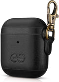 Om Case Cover with Keychain Clip Compatible with Airpods 1 & 2, Vegan Leather Airpods Case for Men & Women, Luxury Earbuds Accessory for Apple Iphone - Black