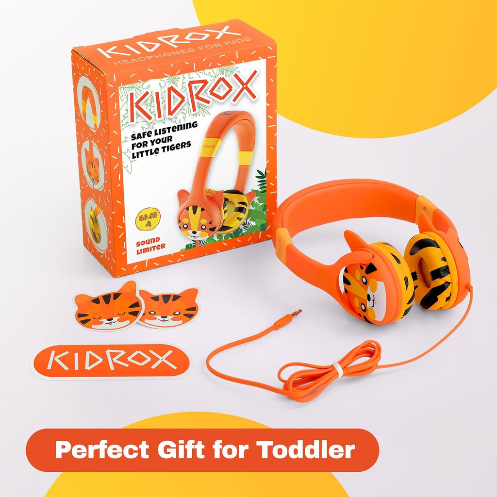 Wired Toddler Headphones for 1-7 Years Old — 85Db Volume Limited Baby Headphones for Plane and Car Travel — Children Headset for Airplane, Ipad and Tablet, Kids Headphone with Cord for Children