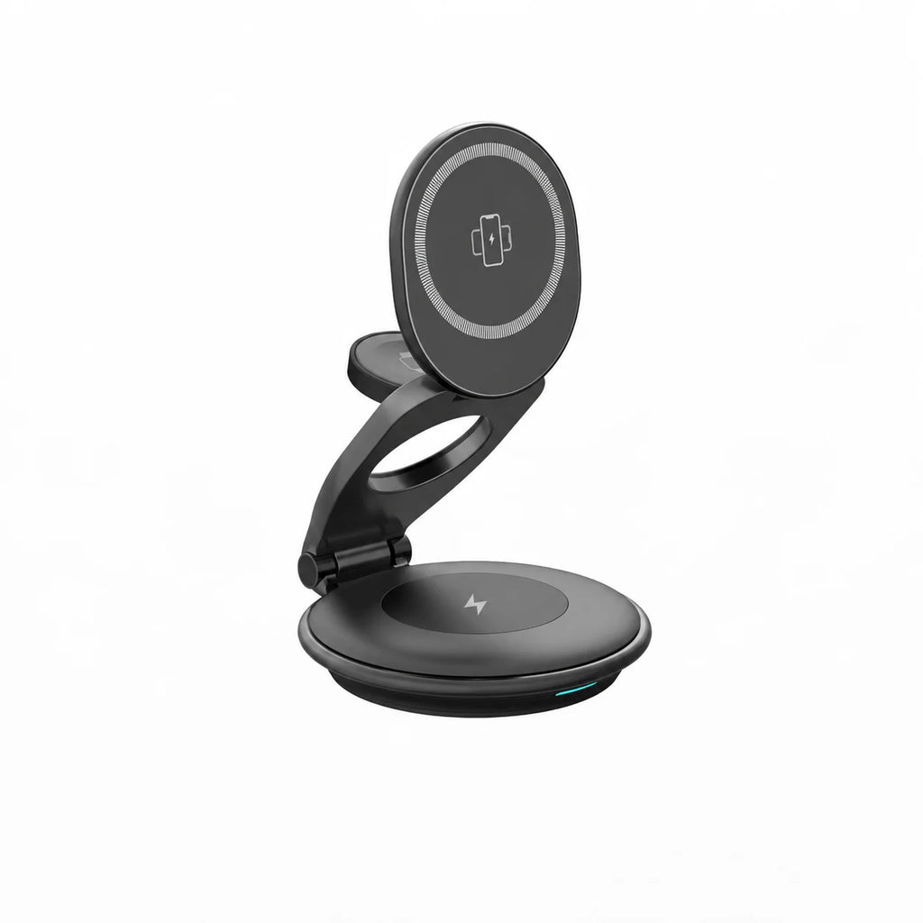 Ultimate 3-in-1 Foldable Magnetic Wireless Charger - Fast Charging Dock for Phones, Smartwatches & Earbuds