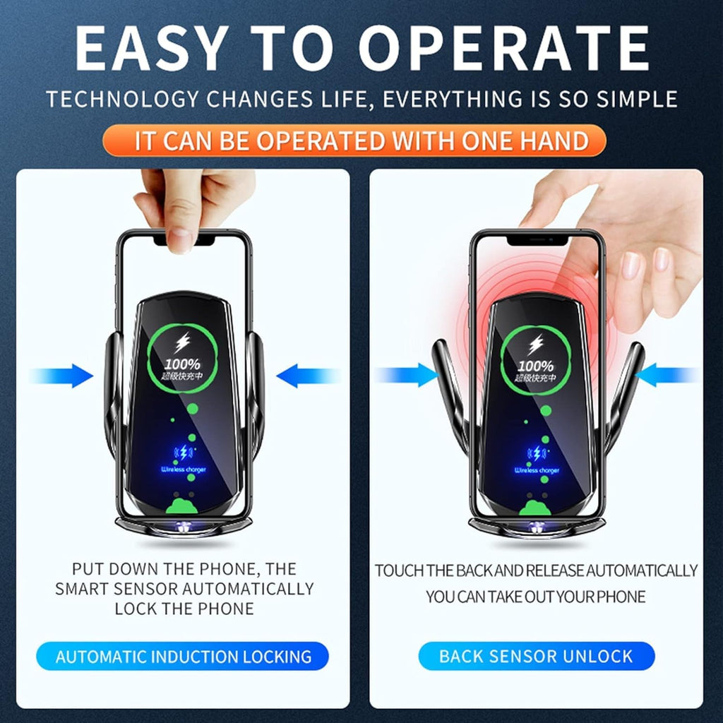 Revolutionary 15W Wireless Car Charger Mount - Auto-Clamping Air Vent Holder for All Smartphones