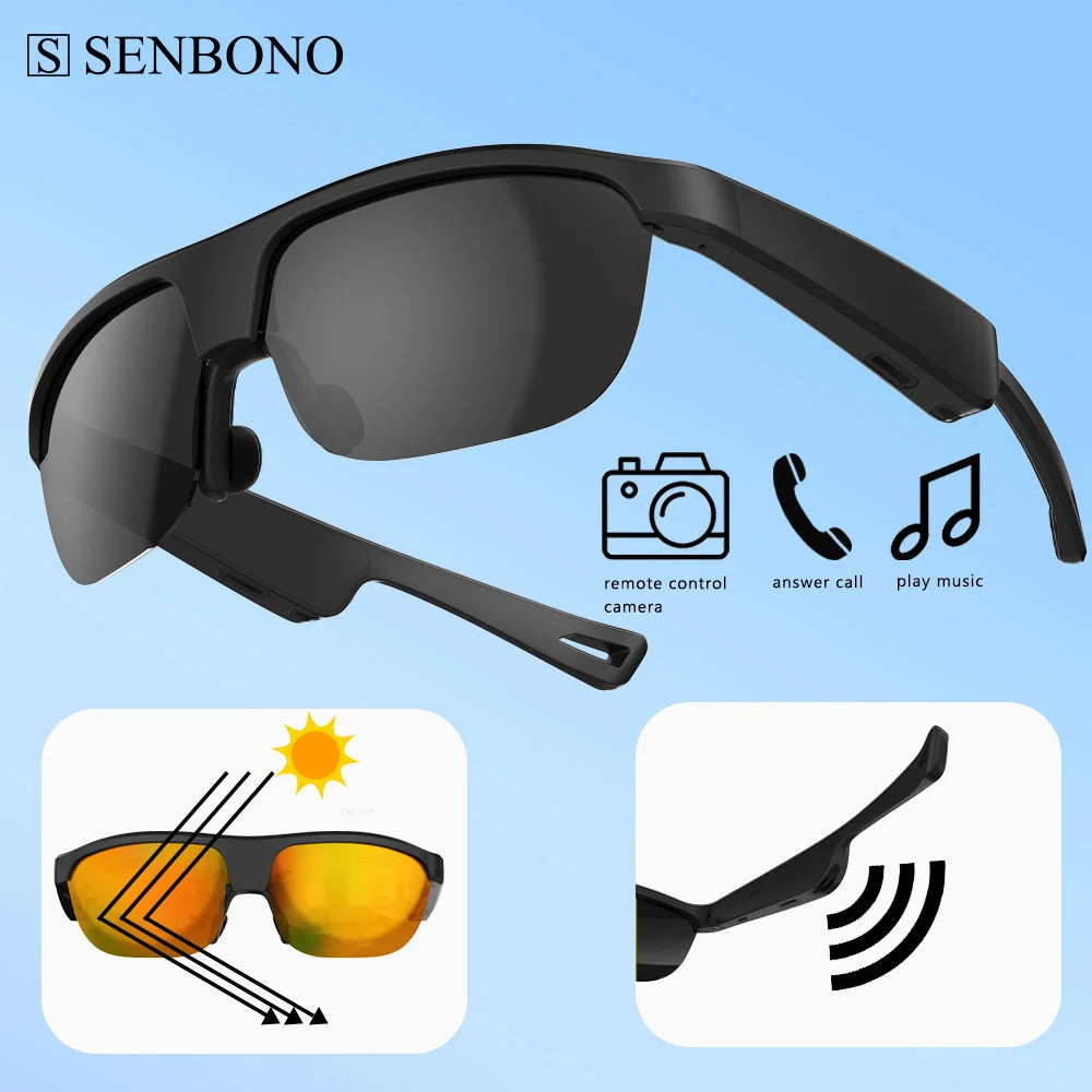 Smart Sunglasses with Wireless Headphones - Bluetooth 5.0 Outdoor Sports Music Glasses for Men