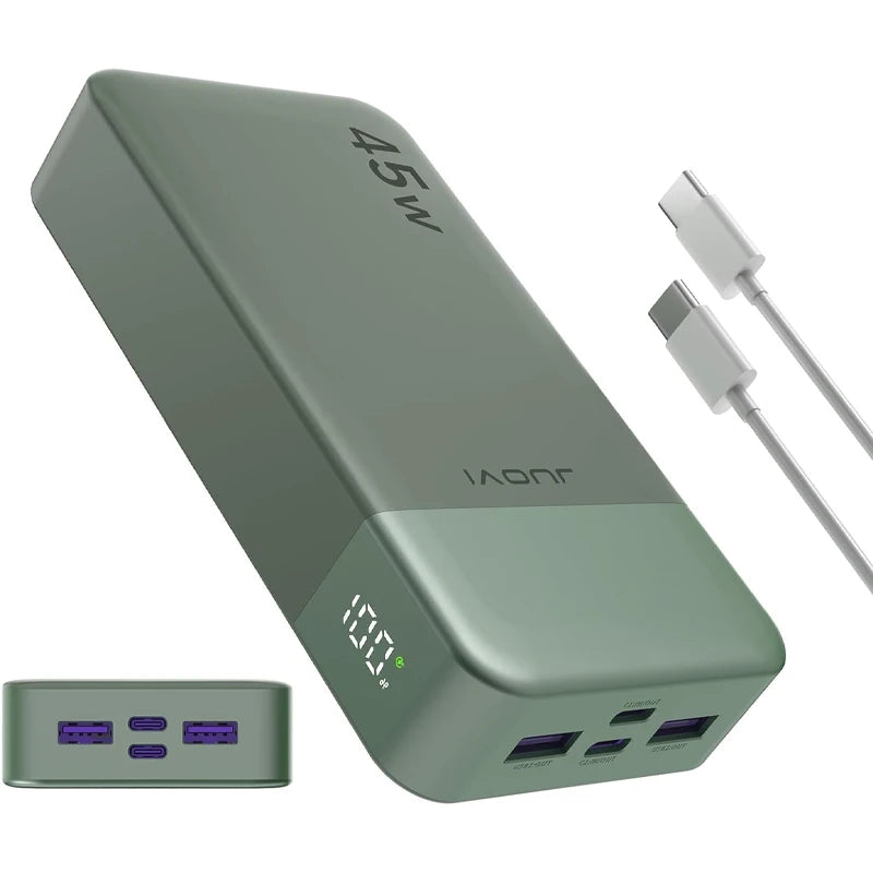 JUOVI 20000mAh Portable Charger - 35W Fast Charging Power Bank with USB-C Cable for iPhone 17/16/15