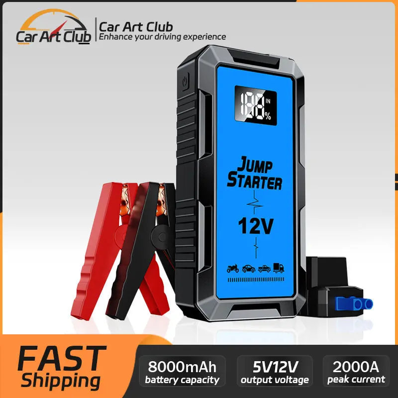 Powerful 4000A 12V Car Jump Starter & Portable Charger with LED Lighting - Essential Car Battery Backup!