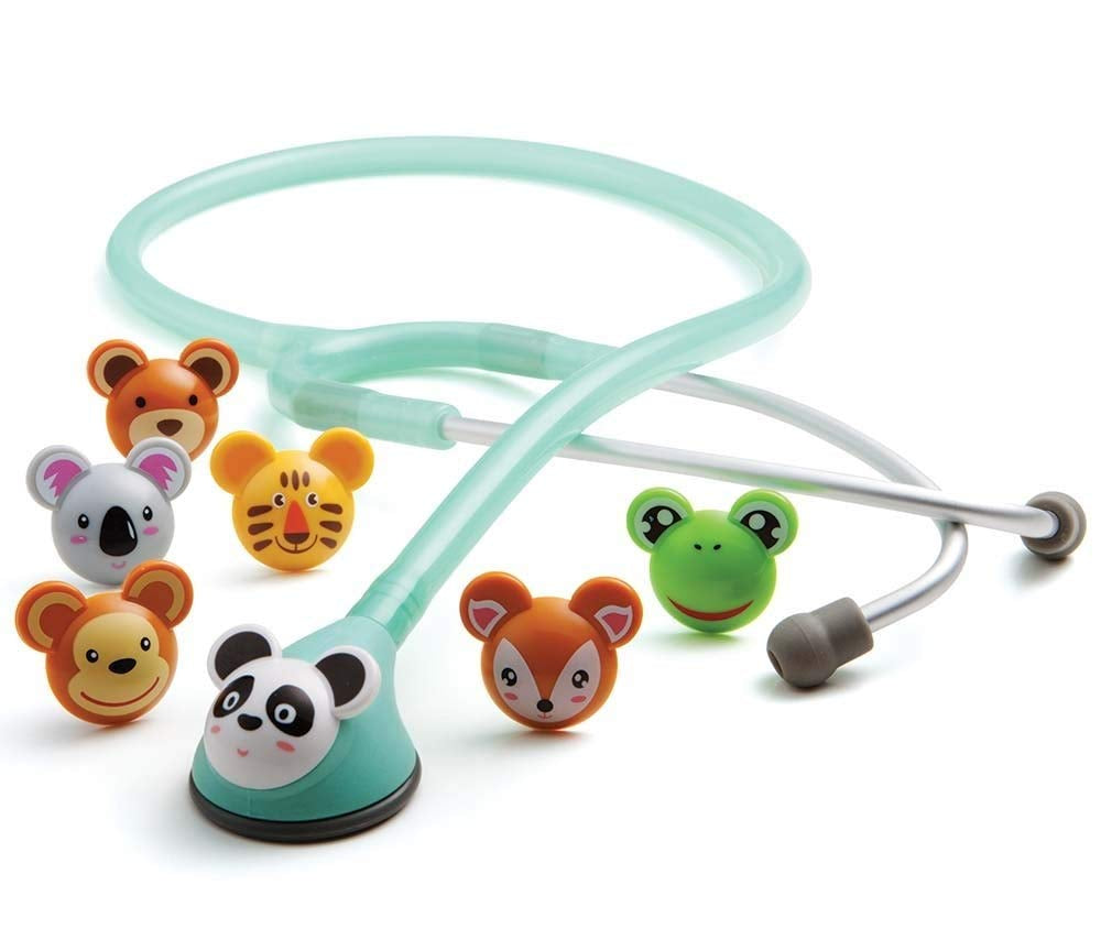 Adscope Adimals 618 Pediatric Stethoscope, AFD Tunable Technology | Single-Sided Composite Chestpiece, Aluminum Binaural, 30 Inch Length, Seafoam