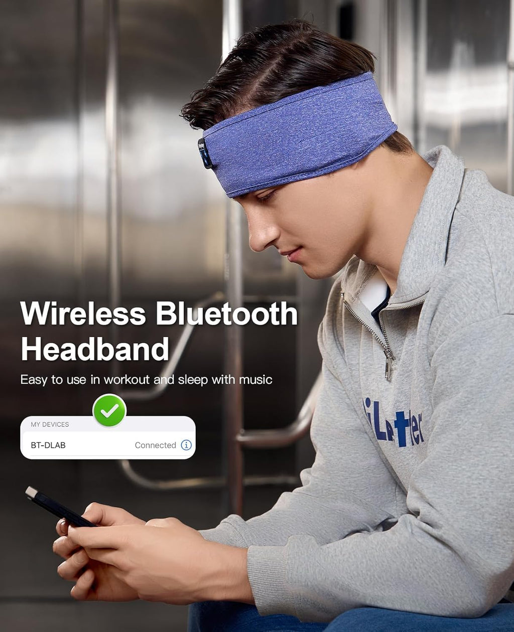 Sleep Headphones Wireless, Bluetooth Sports Headband Headphones with Ultra-Thin HD Stereo Speakers Perfect for Sleeping,Workout,Jogging,Yoga,Insomnia, Air Travel, Meditation (Skyblue)
