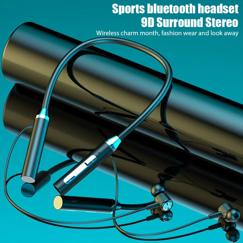 Immersive 9D Stereo Wireless Bluetooth 5.0 Neckband Earphones - Waterproof Magnetic Sport Headphones with Mic & TWS Earbuds